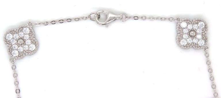 5 Clover cubic zirconia link bracelet in 925 sterling silver