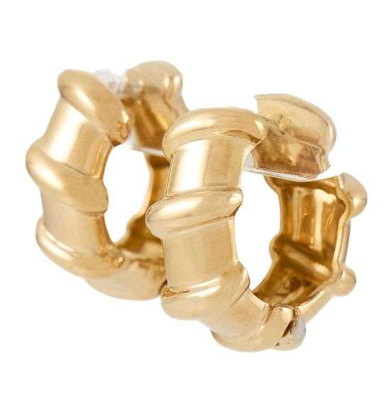 Roberto Coin Nabucco Polished Triple Ridged Hoop Earrings in 18K