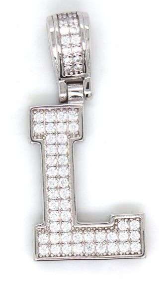 Initial L cubic zirconia pendant in 925 sterling silver