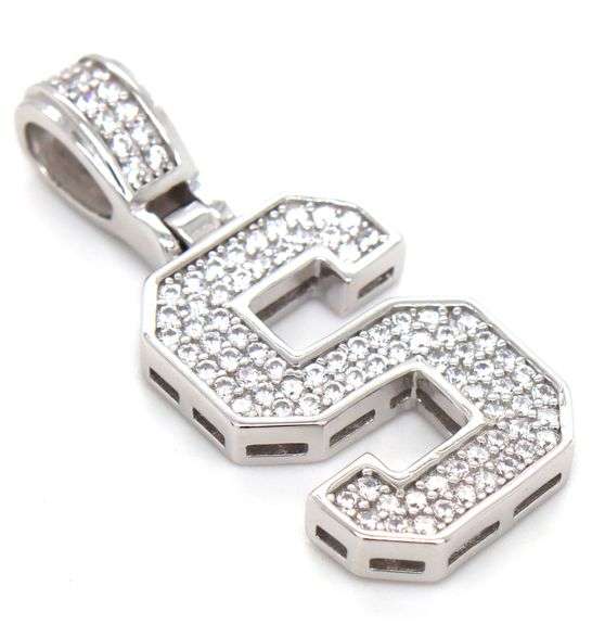 925 Sterling silver Initial S cubic zirconia pendant