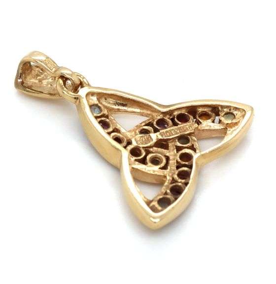 Colorful 14K YG Celtic Knot Pendant with Stones
