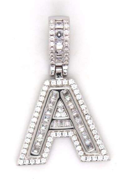 925 Sterling silver Initial A cubic zirconia pendant