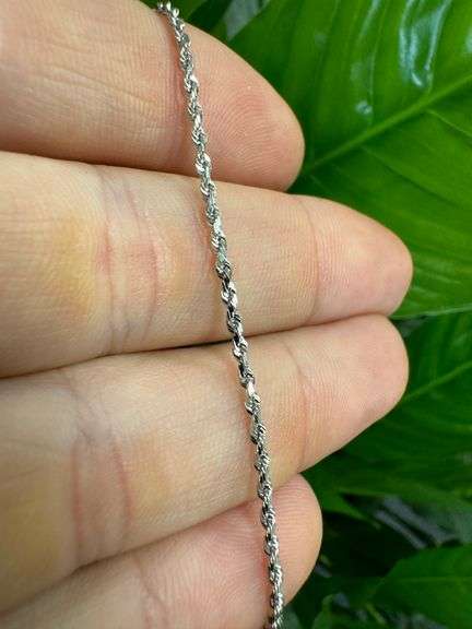10k White Gold Solid Round Rope Link Chain 1.5mm Necklace 28"