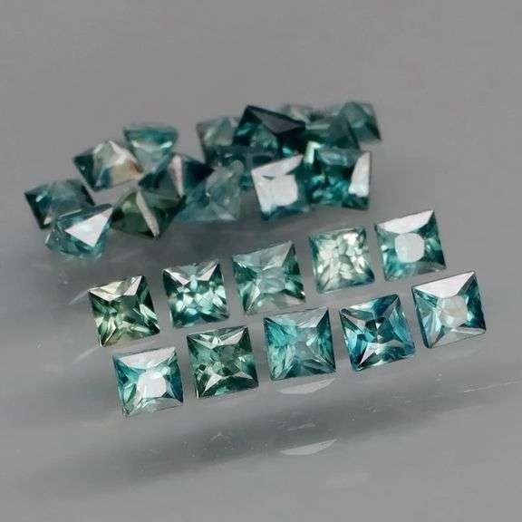 Collectors 1.84ct set of blue green princess cut Sapphires! Heated only!