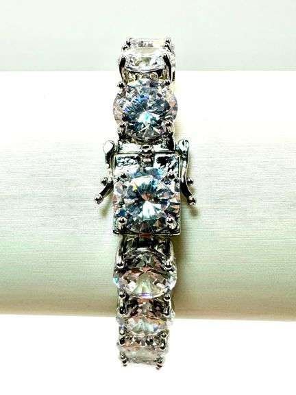 14 Kt. White Gold Plated CZ 58 Cwt. Tennis Bracelet