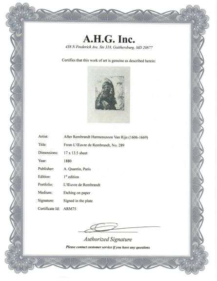 Extremely Rare and Collectible Antique Etching After Rembrandt, c. 1880