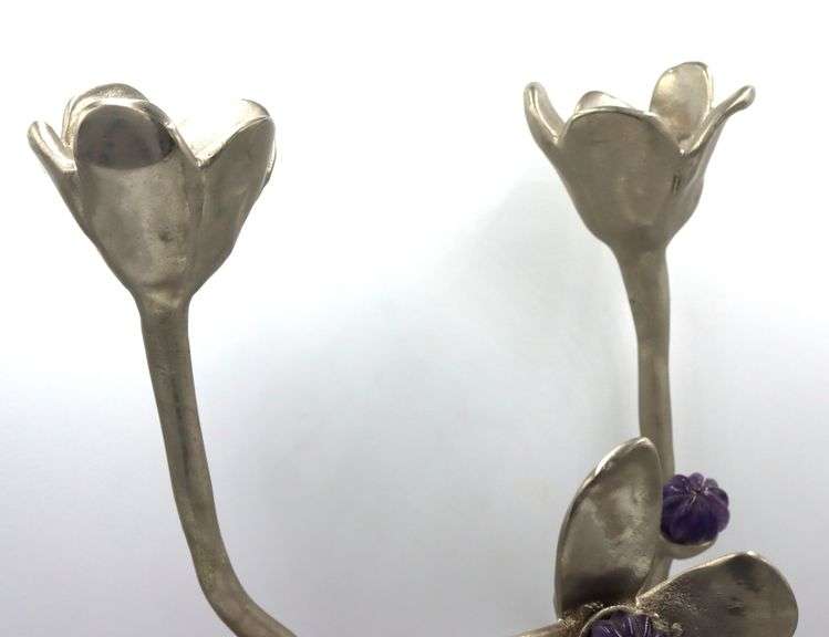 Micheal Aram Fantasy amethyst bloom Candle holder candelabra snuffer