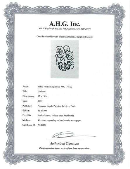 Rare Pablo Picasso Woodcut Circa 1955 Out of Only 100