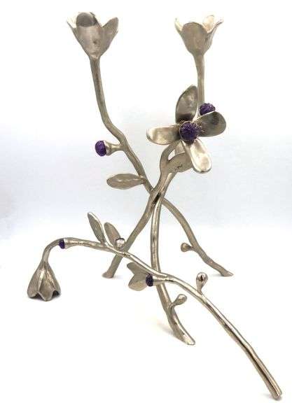 Micheal Aram Fantasy amethyst bloom Candle holder candelabra snuffer