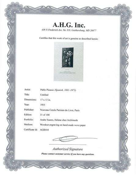 Rare Pablo Picasso Woodcut Circa 1955 Out of Only 100