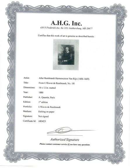 Extremely Rare and Collectible Antique Etching After Rembrandt, c. 1880