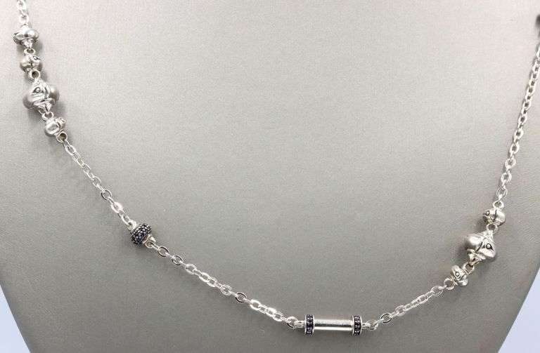 John Hardy 7 Bamboo pave black diamond station necklace