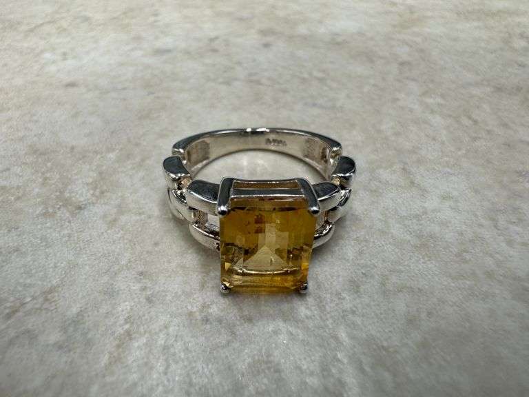 Sterling Silver Natural Gemstone Citrine Ring Size 6