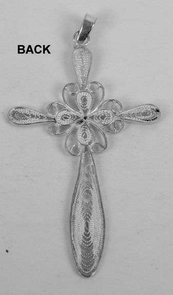 Pretty Large Sterling Filigree Cross Pendant