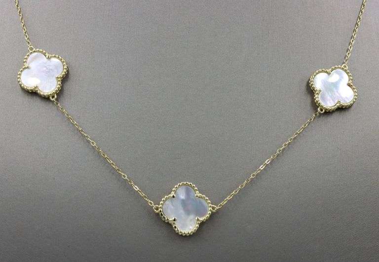 925 Sterling silver 7 clover mother of pearl necklace