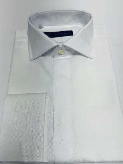 Super Fine Quality  White Dress Shirt By Di Stefano, French Cuff