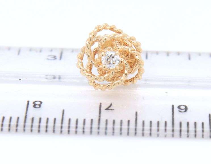 Gorgeous Yellow Gold Diamond Accent Love Knot Earrings