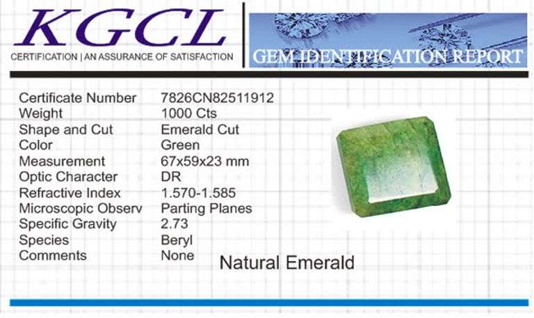 Huge 1000 Ct Certified Museum Size Natural Emerald Solitaire