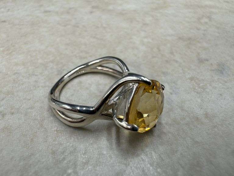 Sterling Silver 925 Natural Gemstone Citrine Ring Size 7