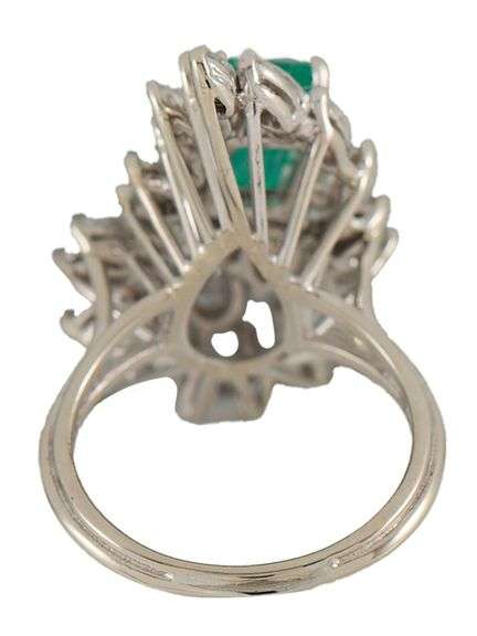 1.50ct Emerald Cut Emerald and 2.25ctw Marquise Diamond Cocktail Ring in 14K