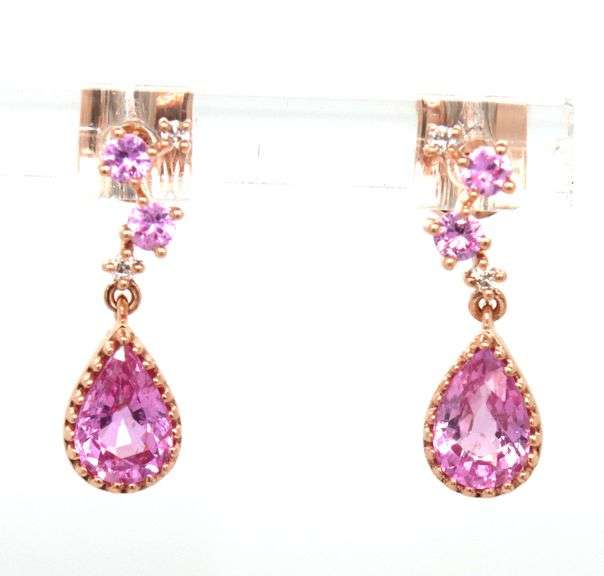 14kt Yellow gold 1.70ctw pink sapphire and diamond earrings