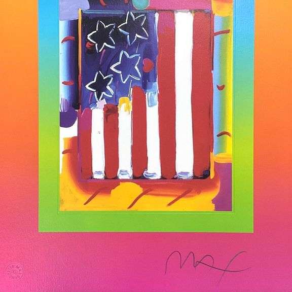 "Flag with Heart on Blends III" by Peter Max