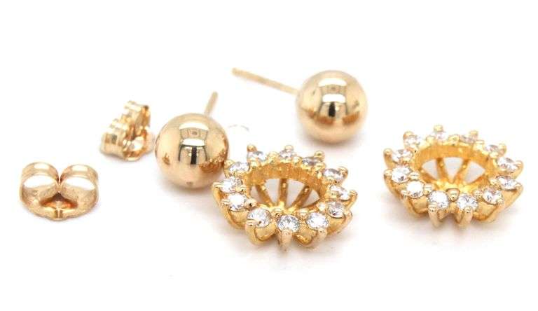 14kt Yellow gold 0.25ctw diamond halo gold ball stud earrings