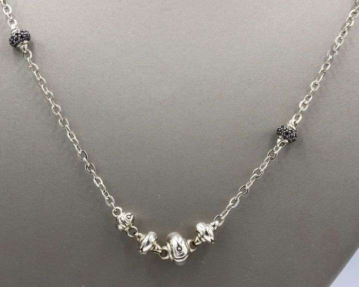 John Hardy classic chain 7 bamboos link station black spinel long necklace