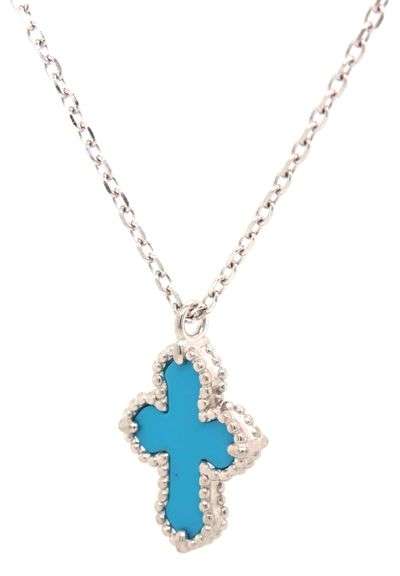 925 Sterling silver turquoise cross pendant on chain