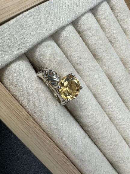 Sterling Silver Natural Gemstone Citrine Ring Size 6