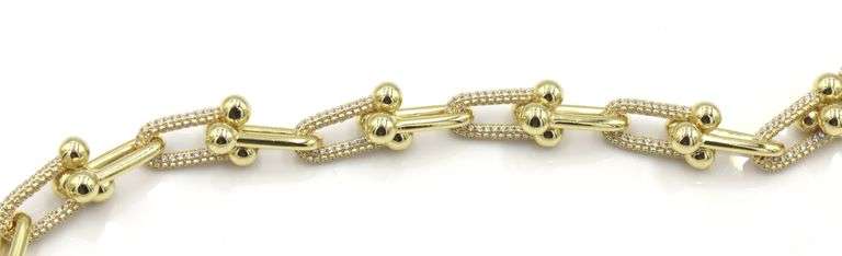 925 Sterling silver U style cubic zirconia chain necklace