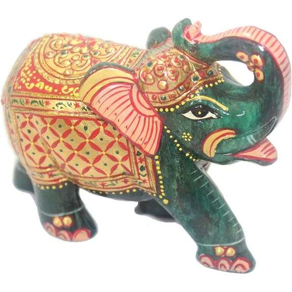 Hand-Carved Green Jade Elephant Natural Stone