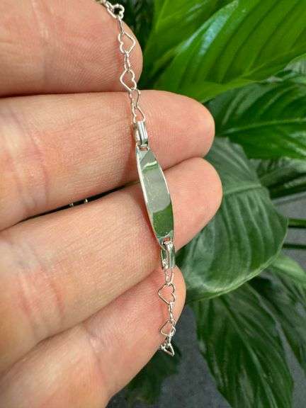 Sterling Silver 925 7mm ID Bracelet Heart Link Chain 6"