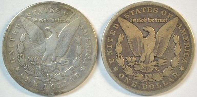 Scarce pair of Carson City Morgan Silver Dollars: 1878-CC & 1890-CC