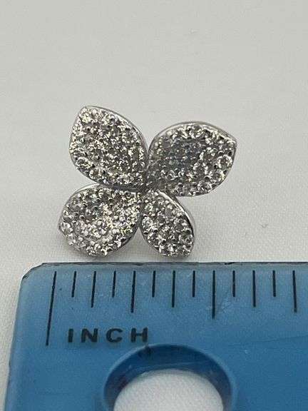 925 Sterling Silver Four Leaf Flower Stud Earrings