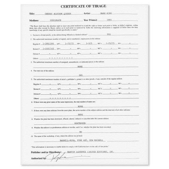 "Cherry Blossom Corner" by Mark King (1931-2014)