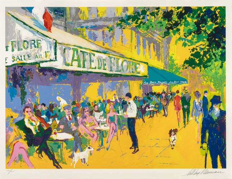 Limited Edition LeRoy Neiman Signed French Cafe Serigraph
