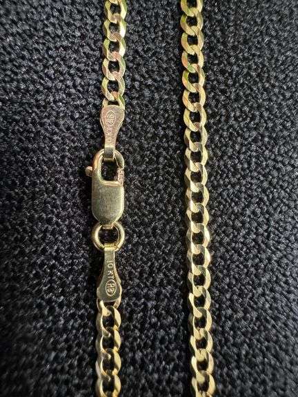 10k Yellow Gold Solid Curb Chain 2.5mm Link Necklace 22"