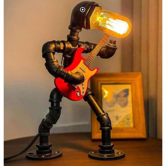 Steampunk Electric Bass Guitar Table Lamp