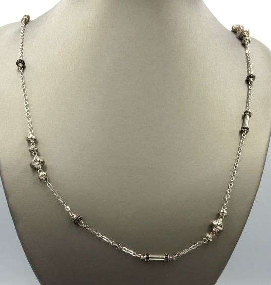 John Hardy 7 Bamboo pave black diamond station necklace