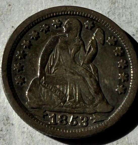 1853 Arrows Seated Dime