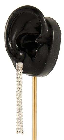 0.30ctw Princess and Round Diamond Milgrain Tassel Chain Dangle Earrings in 18K