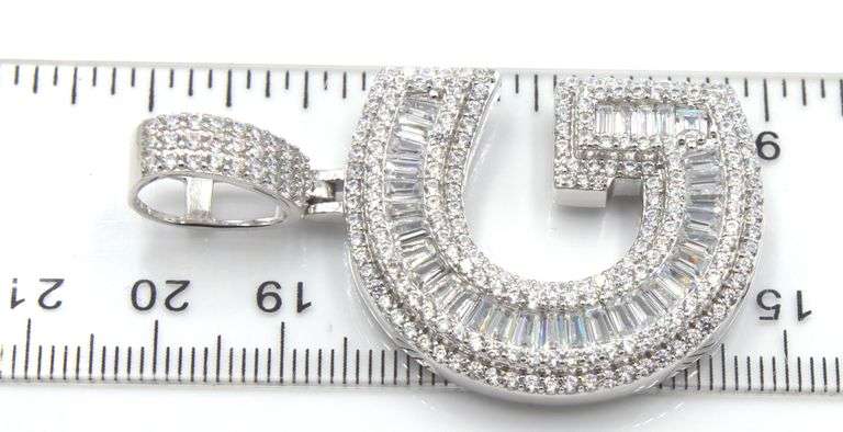 925 Sterling silver Initial G cubic zirconia pendant