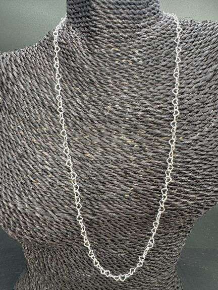 Sterling Silver Italian Love Heart Chain 4.5mm Solid 925 Italy Infinity Promise Necklace 14"
