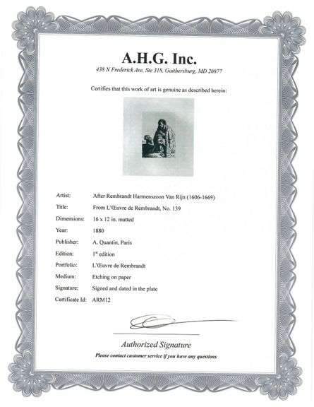 Extremely Rare and Collectible Antique Etching After Rembrandt, c. 1880