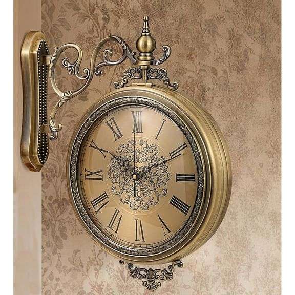 Large Double-Sided Wall Clock with Metal Frame