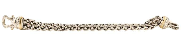David Yurman 0.75ctw Diamond Double Wheat Chain Bracelet in 18K and Sterling