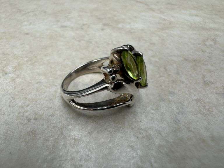 Sterling Silver Natural Gemstone Perdiot Ring Size 7