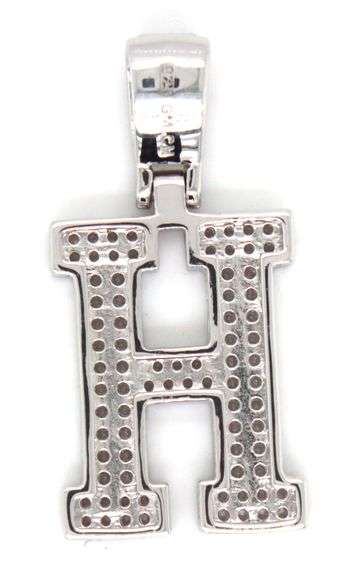 925 Sterling silver Initial H cubic zirconia pendant