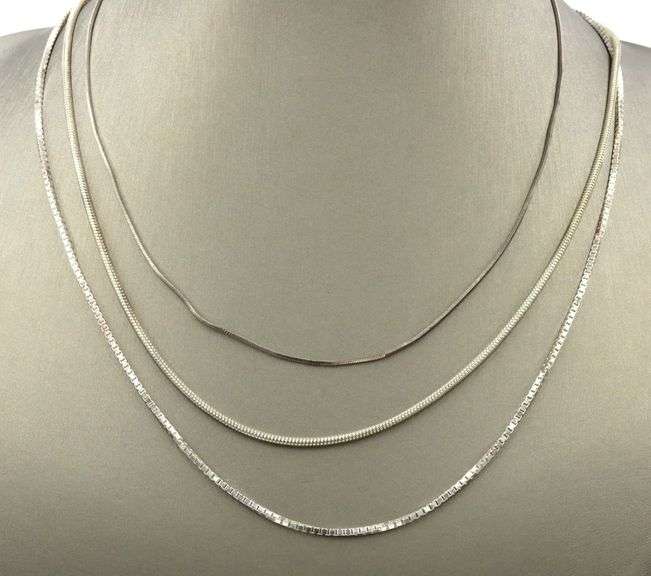 Group lot of 3 vintage 925 sterling silver chains